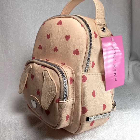 BETSEY Johnson Mini Dog Backpack Peach Hearts Rare Brand New Excellent Tags Seal - Picture 11 of 11